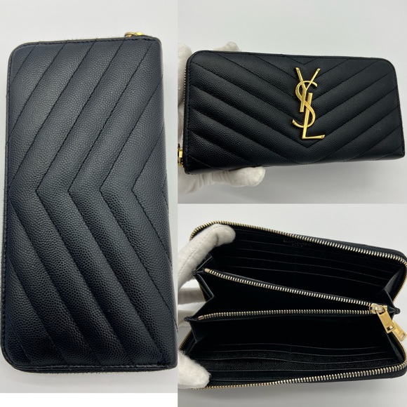 ❌SOLD❌Authentic Yves Saint Laurent zip around wallet in grain embossed calfskin - Picture 2 of 15